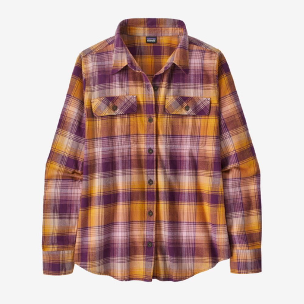 Flaneļa krekls Patagonia Organic Cotton Midweight Fjord sieviešu Sun Rays: Night Plum S Garroku krekli Krekli