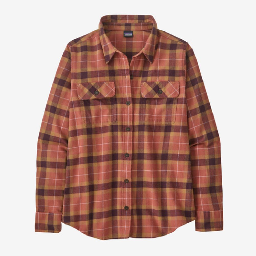 Flaneļa krekls Patagonia Organic Cotton Midweight Fjord sieviešu Vista: Burl Red Garroku krekli Krekli