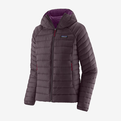 Patagonia dūnu jaka Down Sweater Hoody sieviešu Obsidian Plum Virsjakas