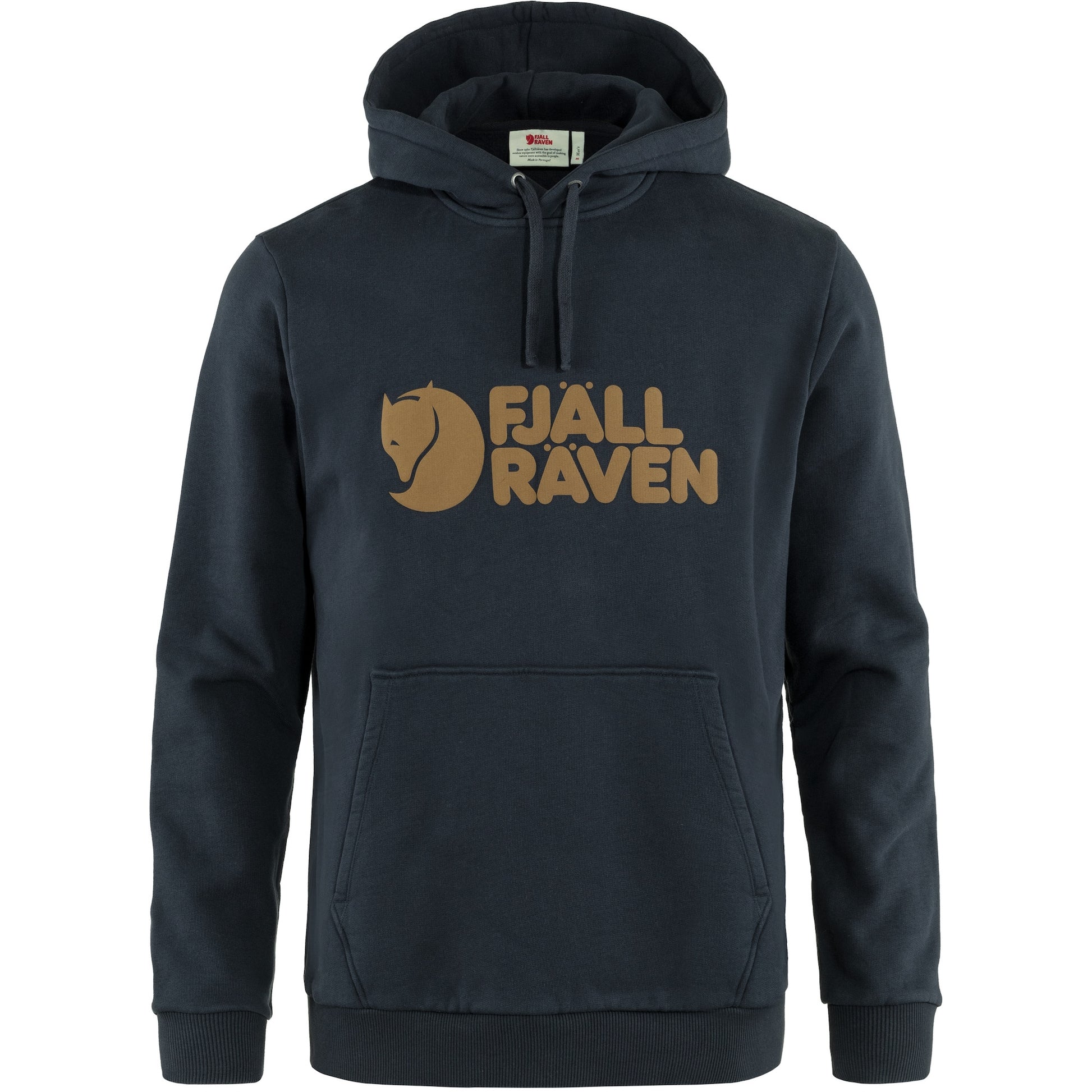 Džemperis Fjallraven Logo Hoodie vīriešu Dark Navy Džemperi