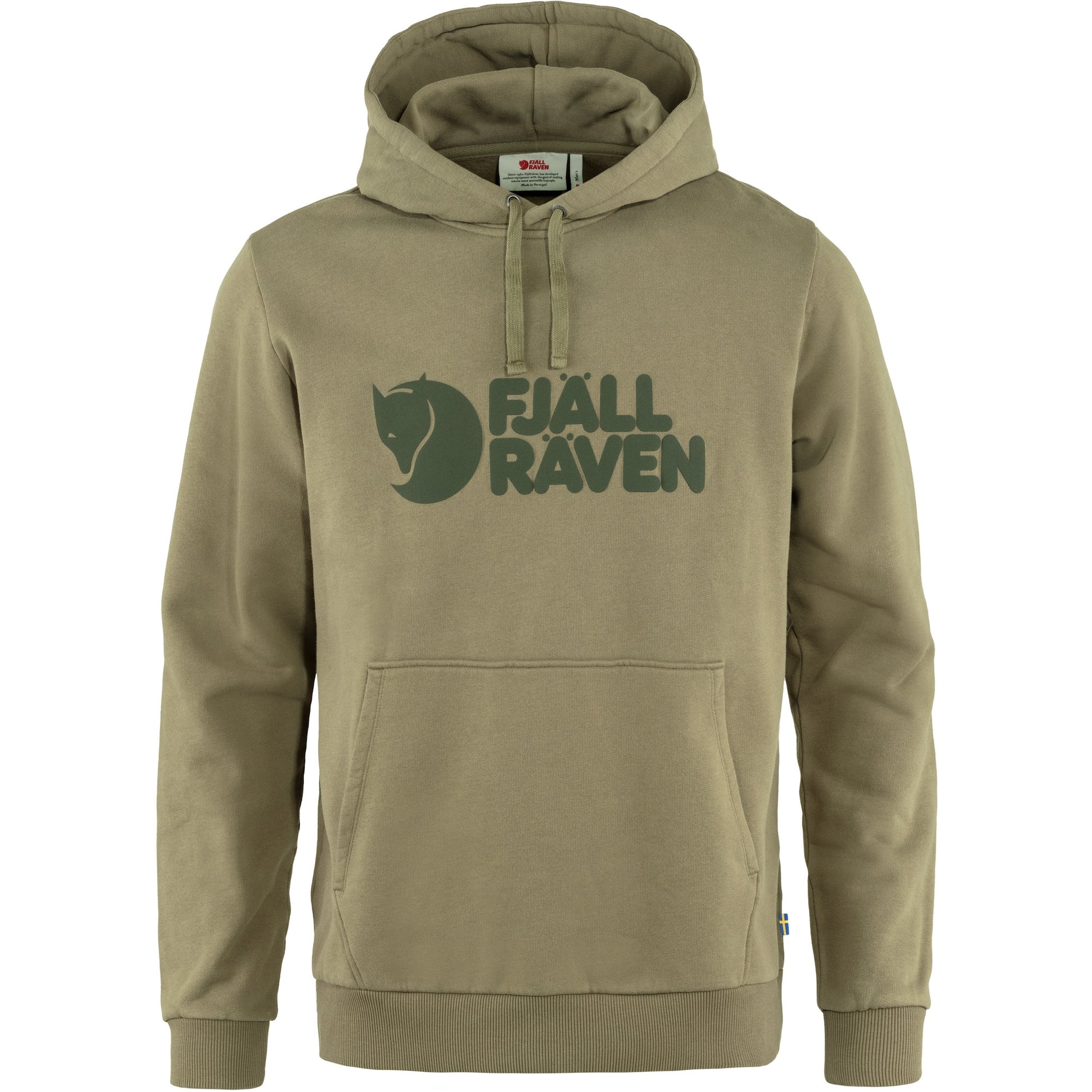 Džemperis Fjallraven Logo Hoodie vīriešu Light Olive Džemperi