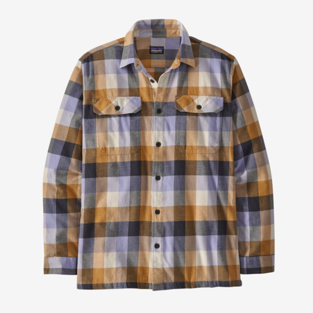 Flaneļa krekls Patagonia Organic Cotton Midweight Fjord vīriešu Guides: Dried Mango Garroku krekli Krekli