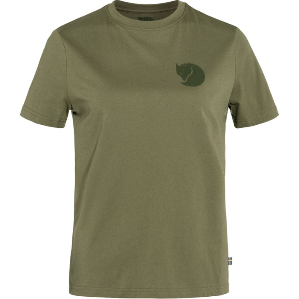 T-krekls Fjallraven Fox Boxy Logo Tee sieviešu Green Krekli Krekli ar īsām piedurknēm T-krekli