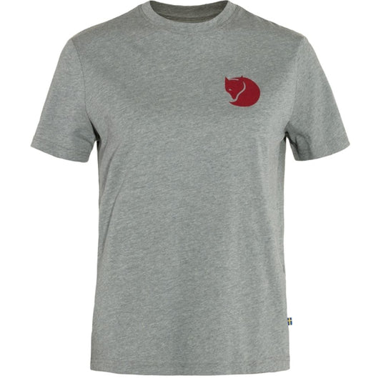 T-krekls Fjallraven Fox Boxy Logo Tee sieviešu Grey-Melange Krekli Krekli ar īsām piedurknēm T-krekli