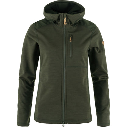 Flīsa jaka Fjallraven Keb Fleece Hoodie sieviešu Deep Forest M Flīsa jakas Jakas Vidējā slāņa jakas