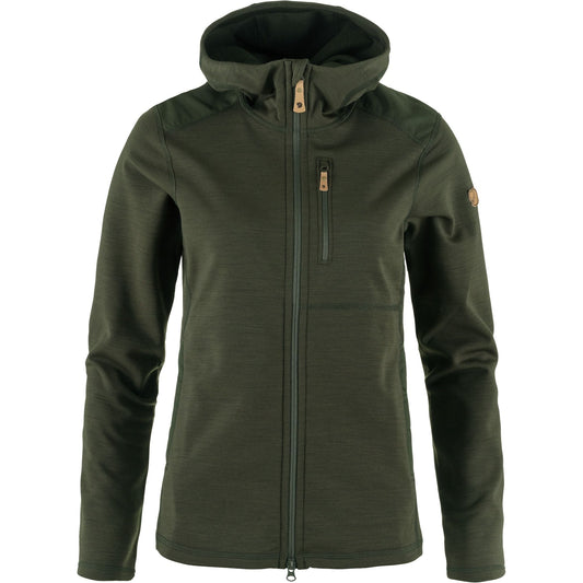 Flīsa jaka Fjallraven Keb Fleece Hoodie sieviešu Deep Forest M Flīsa jakas Jakas Vidējā slāņa jakas