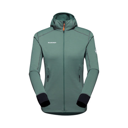 Flīsa jaka Mammut Taiss Light ML Hooded sieviešu Dark Jade-Black