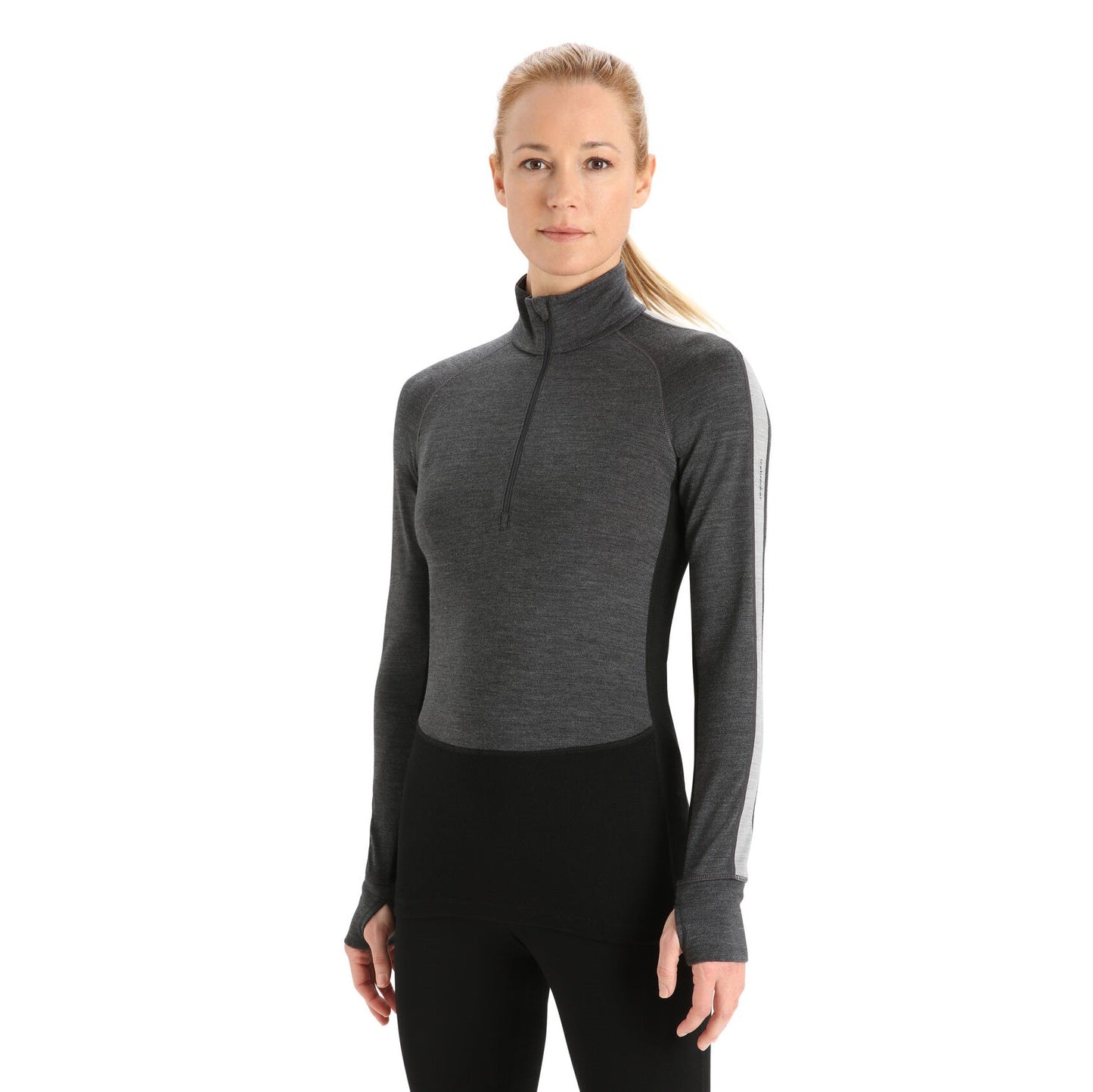 Termo krekls Icebreaker ZoneKnit 260 LS Half Zip merino sieviešu Jet heather black