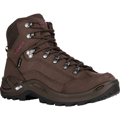 LOWA Renegade GTX Mid sieviešu zābaki Espresso Goretex apavi Pārgājienu apavi Ūdensizturīgi apavi