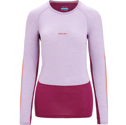 Merino termoveļas krekls Icebreaker ZoneKnit 125 LS Crewe sieviešu Purple Gaze Go Berry