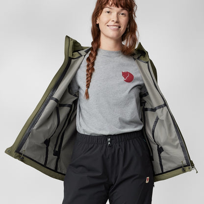 Lietus jaka Fjallraven HC Hydratic Trail sieviešu Lietus jakas Vidējā slāņa jakas Virsjakas
