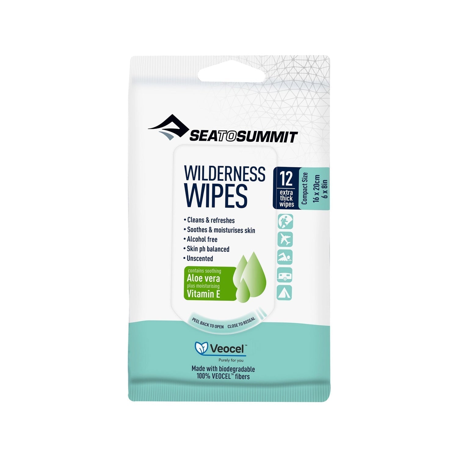 Mitrās salvetes Sea to Summit Wilderness Wipes 12 Higiēnas produkti Mobilās tualetes un piederumi WC piederumi